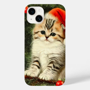 Vintage Christmas Kitten Case-Mate iPhone 14 Case