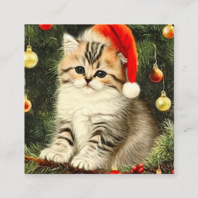 Vintage Christmas Kitten Enclosure Card (Front)
