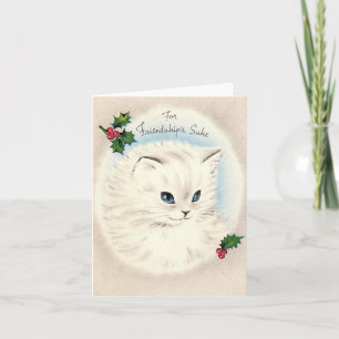 Vintage Christmas Kitten Friendship Card