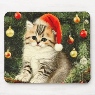 Vintage Christmas Kitten Mouse Pad