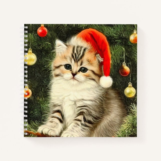 Vintage Christmas Kitten Notebook (Front)