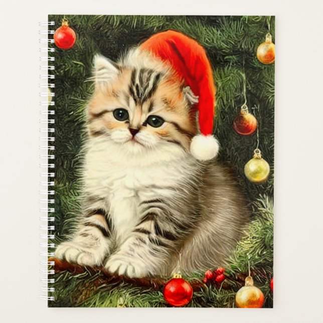 Vintage Christmas Kitten Planner (Front)