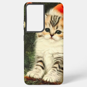 Vintage Christmas Kitten Samsung Galaxy Case