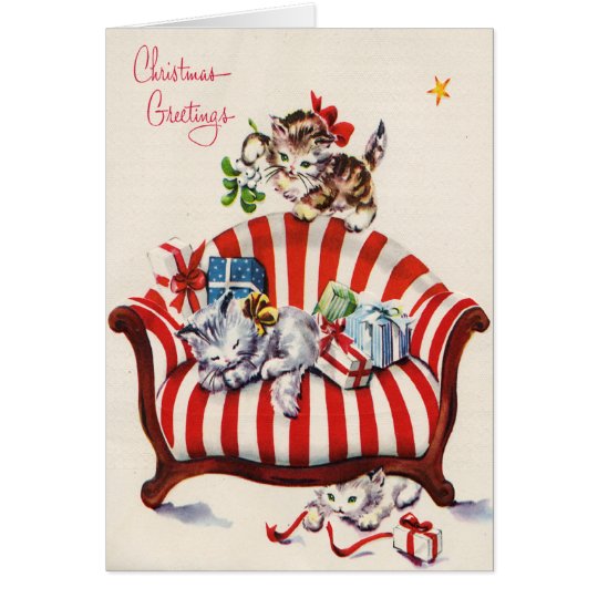 Vintage Christmas Kittens Card