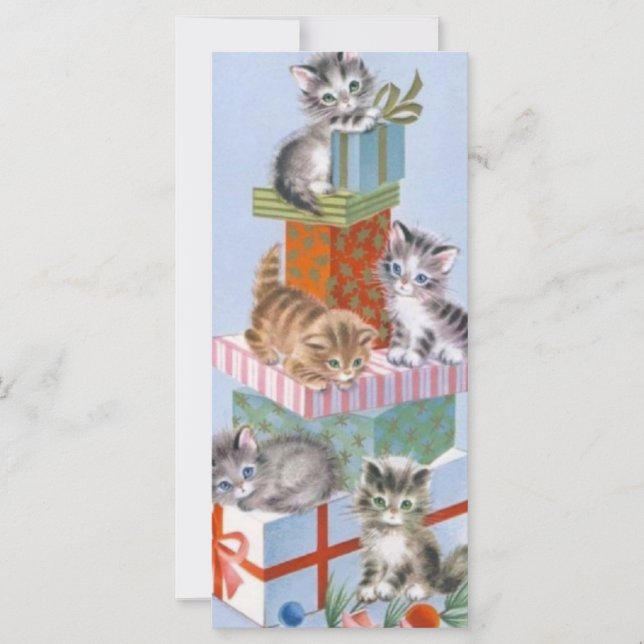 Vintage Christmas kittens on Christmas presents (Front)