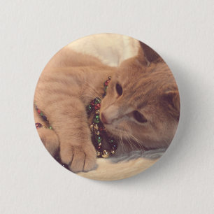 Vintage Christmas Kitty 6 Cm Round Badge