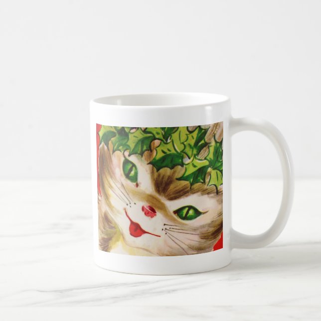 vintage Christmas kitty Coffee Mug (Right)