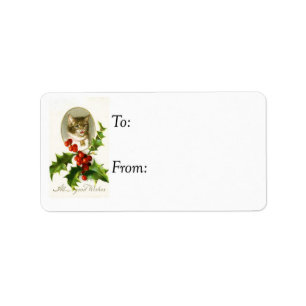 Vintage Christmas Kitty Gift Tag