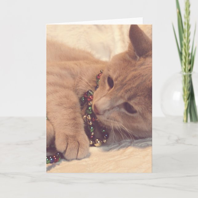 Vintage Christmas Kitty Holiday Card (Front)