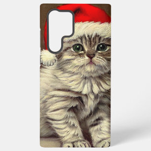 Vintage Christmas Kitty Wearing Santa Hat Samsung Galaxy Case