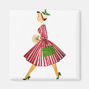 vintage christmas lady magnet