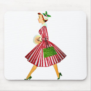 vintage christmas lady mouse pad