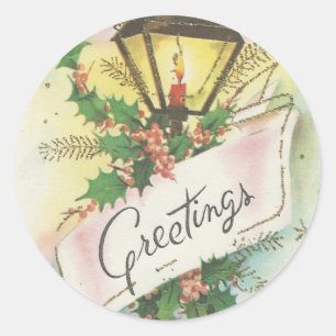 Vintage Christmas Lamp Post Classic Round Sticker