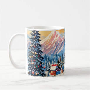 vintage christmas landscape mug