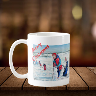 Vintage Christmas Landscape Personalise Coffee Mug