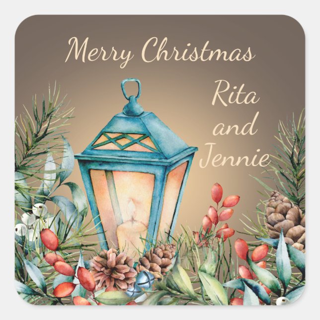 Vintage Christmas Lantern Sticker (Front)