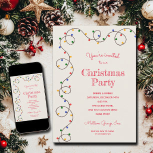 Vintage Christmas Light Strand Holiday Invitation