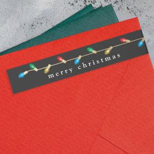 Vintage Christmas Lights Holiday Return Address Wrap Around Label