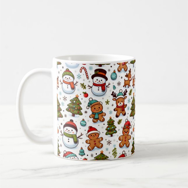 Vintage Christmas Lights Pattern Coffee Mug (Left)