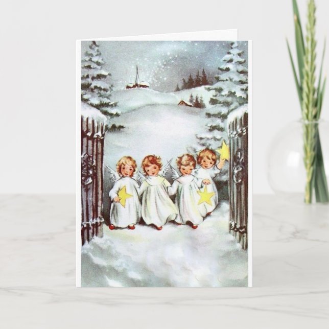 Vintage Christmas - Little Angels with Stars, Card (Front)