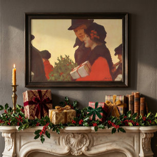 Vintage Christmas, Love and Romance Gift Shopping Poster