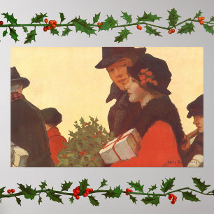 Vintage Christmas, Love and Romance Gift Shopping Poster