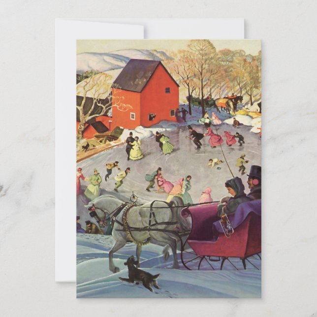 Vintage Christmas, Love and Romance Sleigh Ride Invitation (Front)