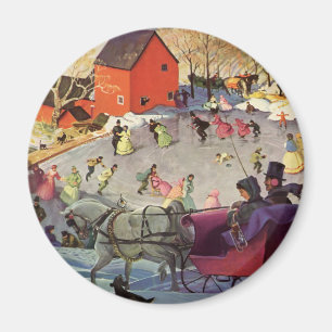 Vintage Christmas, Love and Romance Sleigh Ride Magnet