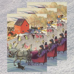 Vintage Christmas, Love and Romance Sleigh Wrapping Paper Sheet<br><div class="desc">Vintage illustration Victorian Merry Christmas holiday image featuring a couple riding in a one horse open sleigh over the snow. The man and woman are on their way to the frozen pond where people are ice skating on a crisp winter day. A cute dog is running next to the sled....</div>