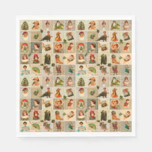 Vintage Christmas Luncheon Paper Napkins