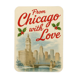 Vintage Christmas Magnet – From Chicago With Love