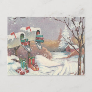 Vintage Christmas Mail Holiday Postcard