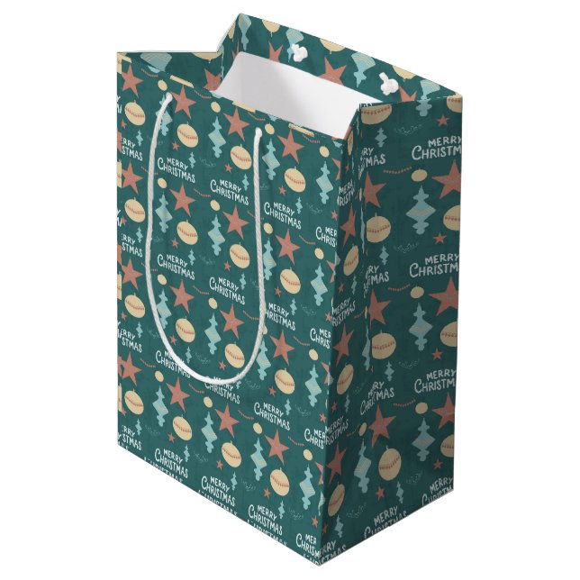 Vintage Christmas Medium Gift Bag (Back Angled)