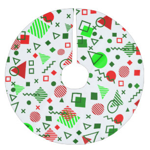 vintage christmas memphis 1990s white brushed polyester tree skirt