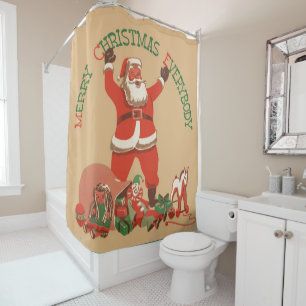 Vintage Christmas, Merry Christmas Everybody! Shower Curtain