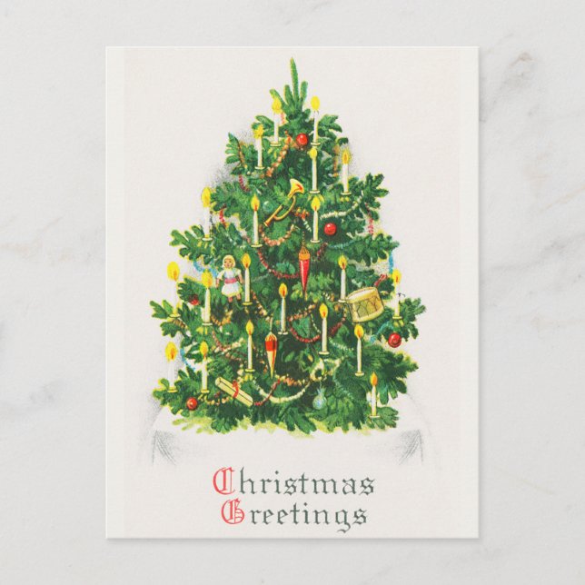 Vintage Christmas Merry Christmas Greetings Holiday Postcard (Front)