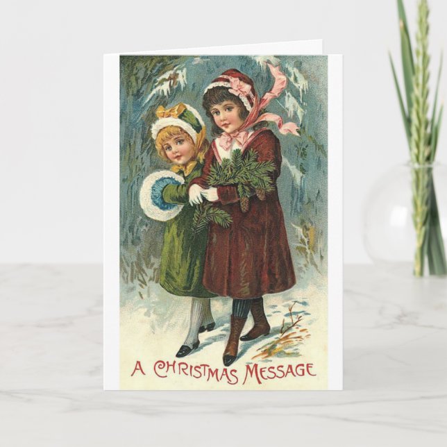 Vintage Christmas Message, Holiday Card (Front)
