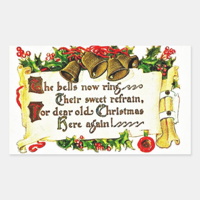 Vintage Christmas Message Rectangular Sticker (Front)