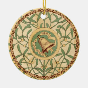 Vintage Christmas Mistletoe Ceramic Ornament