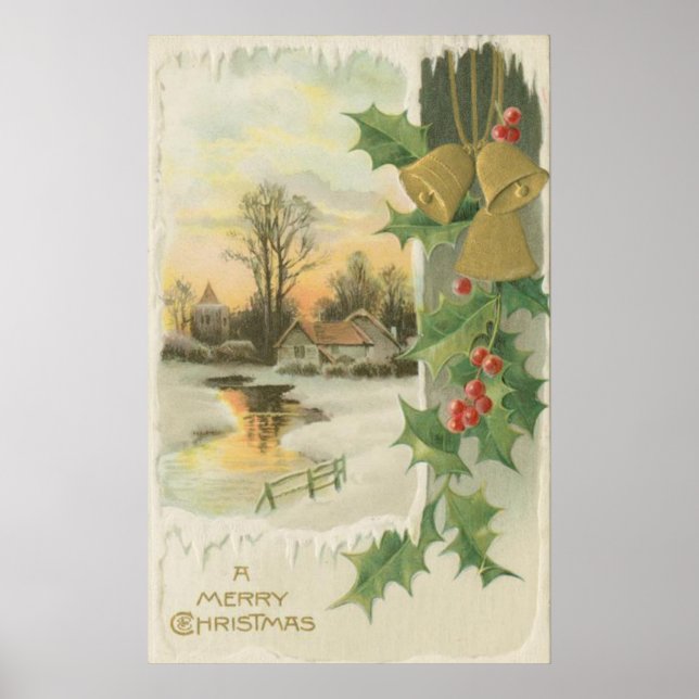Vintage Christmas Morning Winter Scenery Poster (Front)