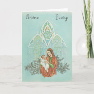 Vintage Christmas Mother And Child Holiday Card