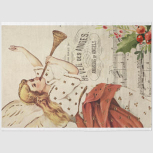 Vintage Christmas Music Angel Decoupage Tissue Paper