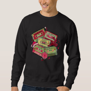 Vintage Christmas Music Cassette Tapes Santa Hat M Sweatshirt