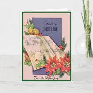 Vintage Christmas Music Custom Name Blank Inside Holiday Card