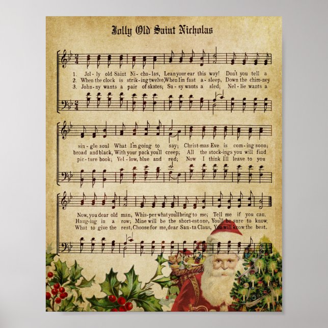 Vintage Christmas Music Decoupage Print (Front)