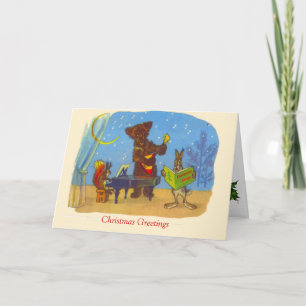 Vintage Christmas, Music from the animals Holiday Card