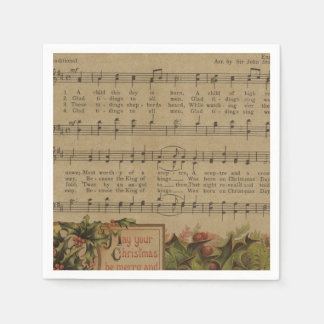 Vintage Christmas Music Sheet Holiday Napkin