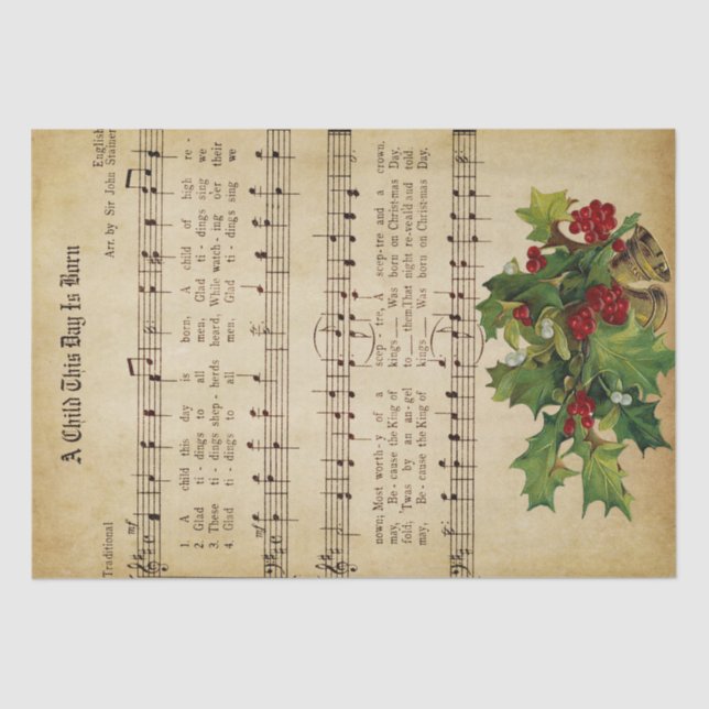 Vintage Christmas Music Tissue Paper (Front)
