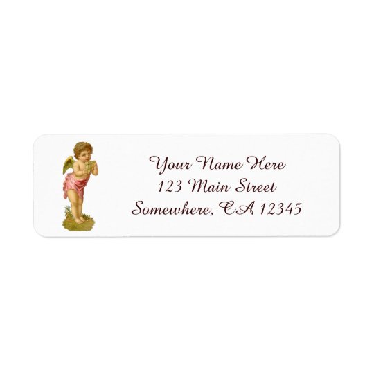 Vintage Christmas, Musician Angel with Pan Pipes Return Address Label