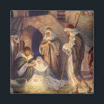 Vintage Christmas Nativity, 3 Shepherds and Jesus Magnet<br><div class="desc">Vintage illustration Christmas holiday religious image featuring a classic nativity. A Christian religion family scene with Mary,  Joseph,  the infant Jesus Christ in the manger and the three wise men in Bethlehem. The Three Shepherds and Jesus.</div>